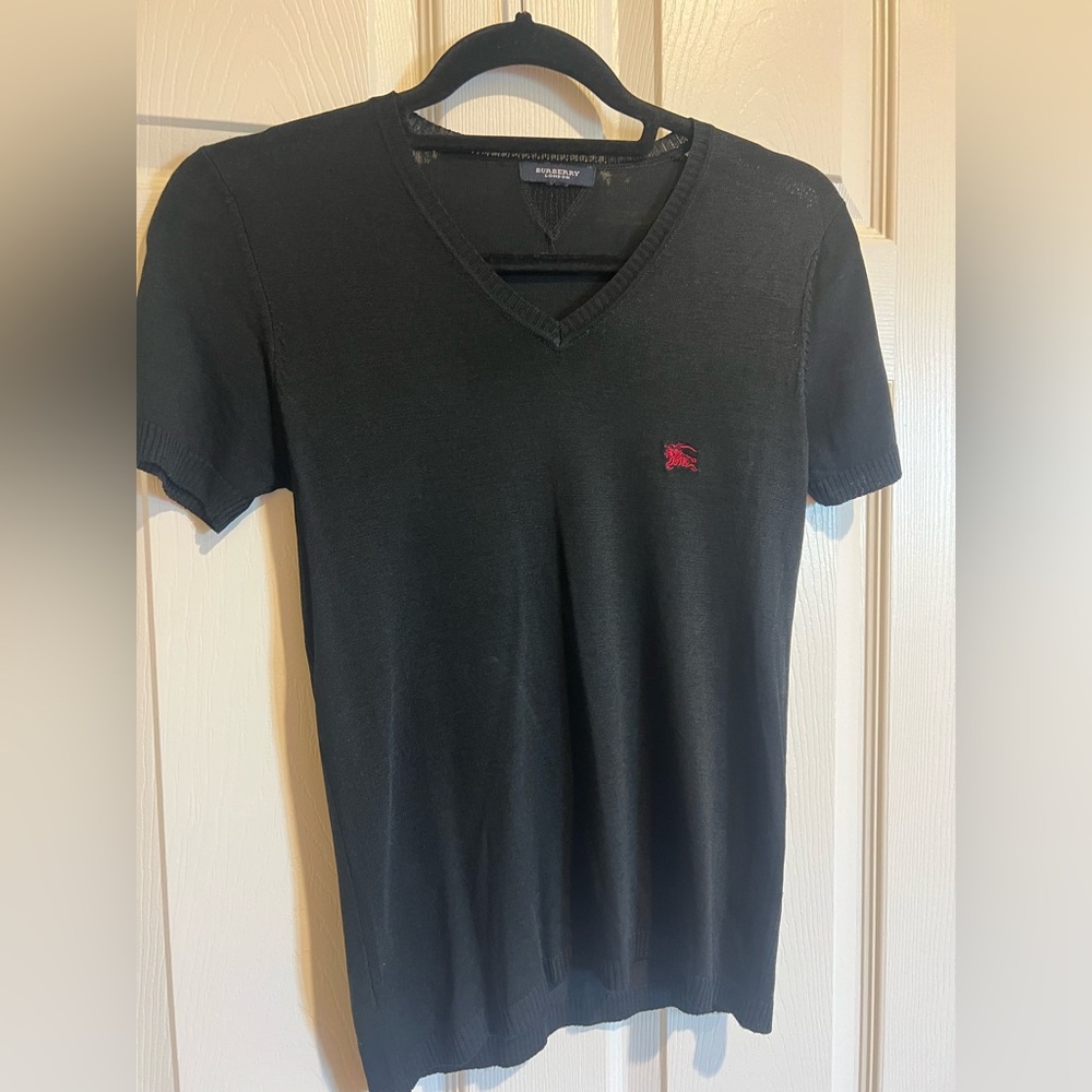 Ladies Burberry Black V-Neck jersey top